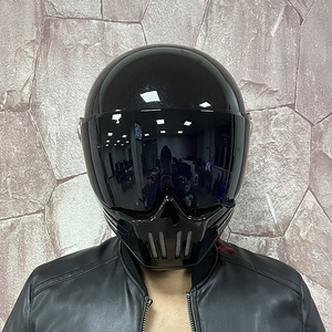 野马3C认证复古摩托车头盔男女巡航全盔重机车幽灵骷髅骑士蓝牙槽