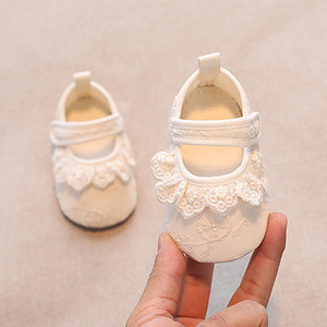 春秋季0-1岁新生婴儿公主鞋3-6-12个月女宝宝软底透气学步鞋单鞋.