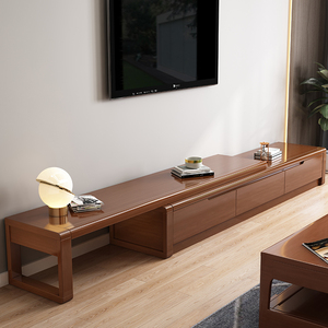 IKEA宜家乐伸缩实木电视柜小户型现代简约经济型地柜茶几组合中式