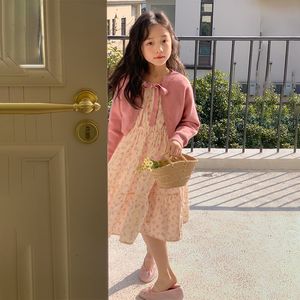 巴拉巴柆韩系女童毛衣碎花裙子套装春秋款2024新款儿童洋气女孩宝