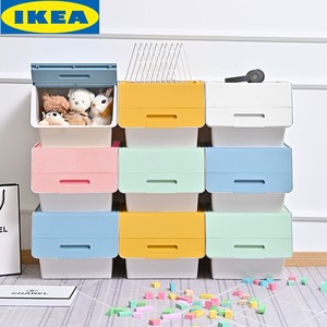 IKEA宜家家用前开式儿童收纳箱河马口玩具整理箱零食收纳盒翻盖衣