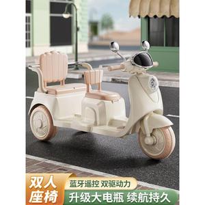 香港包邮大款儿童电动摩托车三轮车男女宝宝遥控玩具车可坐双人小