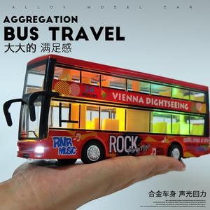 合金双层巴士公交车玩具男孩伦敦旅游大巴公共汽车模型儿童玩具车