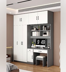 IKEA宜家书桌衣柜一体组合儿童房带抽屉书柜书架小户型衣柜家用卧