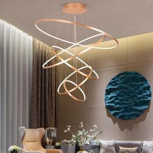 卧室吊灯现代简约射灯圆环创意家用灯具轻奢艺术北欧客餐厅吊灯