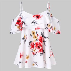 itong Floral Large Size Women Blouse Floral Printing Off S