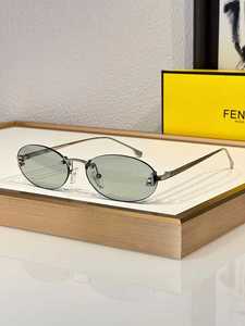 法国代购FENDI/芬迪24新款无框椭圆墨镜复古太阳眼镜女士男太阳镜