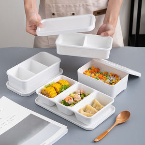 加厚密胺单格装饭盒两格三格快餐盒分餐盘子分装盒寿司便当盒带盖