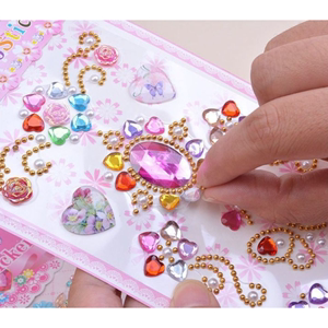 儿童宝石贴纸水晶钻石卡通贴贴画公主女孩3d立体奖励粘贴装饰玩具