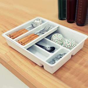 餐具*分格抽屉收纳盒多层分隔双层式厨房筷子置物盒橱柜整理日式