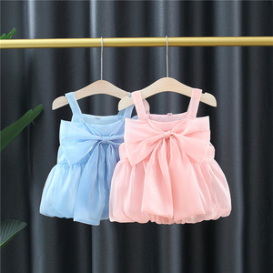 女童夏季韩系吊带连衣裙新款婴儿0一3岁小宝宝夏装暮云纱儿童装公