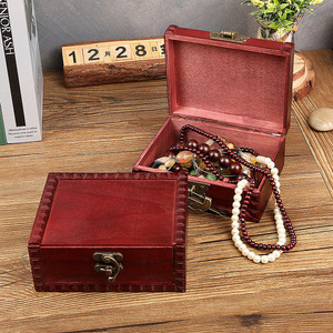 仿古木质带锁收纳盒方形珠宝饰品储物盒防尘密室逃脱道具做旧空盒