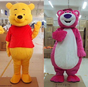 草莓熊人偶服装维尼熊行走卡通cos头套道具网红熊玩偶衣服粉红熊
