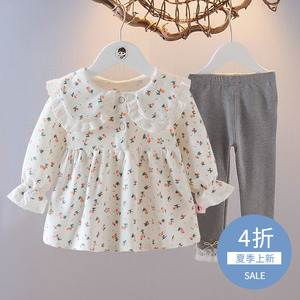 女宝宝春装碎花裙套装1-3岁女童春季洋气两件套8个月婴儿纯棉衣服
