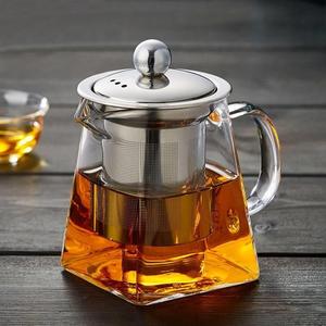 加厚玻璃花茶壶功夫红茶具不锈钢过滤泡茶杯冲茶器天圆地方公杯壶