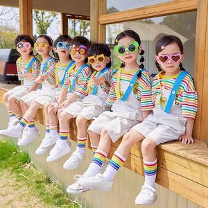 巴­拉巴­拉韩范六一儿童啦啦队团体合唱舞蹈演出小黄鸭背带裤拉拉