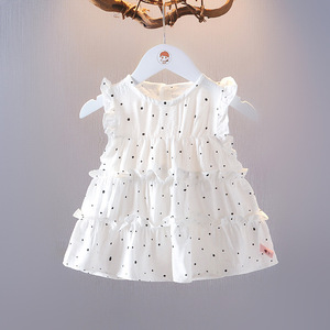 女宝宝夏季儿童无袖公主裙1-3岁2女童夏装圆点连衣裙婴儿薄款裙子