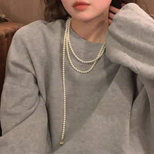 韩国高级小众设计感多层珍珠气质项链2022年新款锁骨链时髦颈链女
