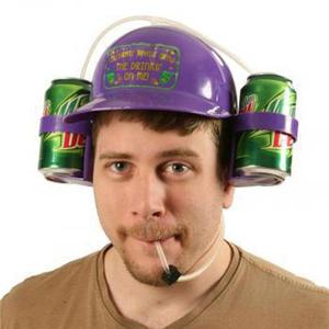 可乐啤酒帽子懒人工人饮料器跑男同款头盔吸管情侣情人节生日礼物