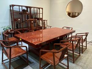 实木大板整块胡桃木原木新中式茶桌茶台办公桌桌椅组合餐桌老板桌
