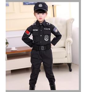 绝美儿童黑猫警长服装长袖特警衣服交警制服男童小公安女童警察演