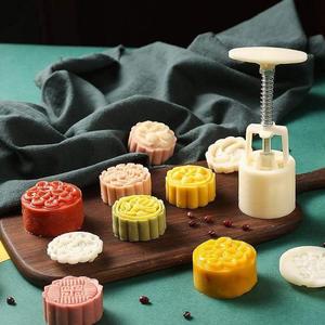 饼月模具绿豆糕糕点广式冰皮模型印具手压式家用压花造型烘焙工具