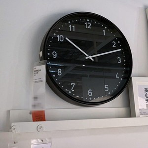 深圳宜家挂钟邦迪斯挂钟静音时钟客厅家用办公室时尚黑色IKEA正品