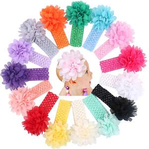 10CM雪纺花韩国丝儿童头带发带花发带头花头饰15色可选