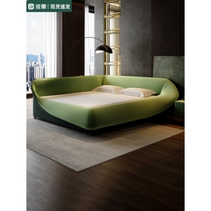 雅兰网红创意鸟窝床现代简约双人床亲子卧室大床设计师互不干扰布