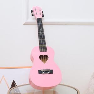 23寸粉色高颜值心形尤克里里小吉他初学者乌克丽丽夏威夷四弦琴.