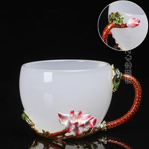 珐琅&茶杯花彩手把家用创意杯茶水茶杯子泡茶琉璃茶杯水晶玻璃女