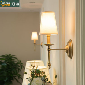 昂秀 美式双头轻奢全铜壁灯复古欧式灯具房间过道走廊床头楼梯灯