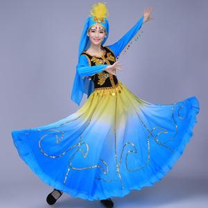乌兹别克族维吾尔族舞蹈服装塔吉克族哈萨克族女舞台演出服饰56个
