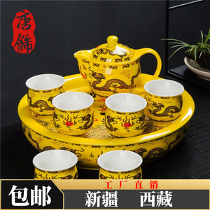 新疆西藏包邮陶瓷功夫茶具欧式青花防烫双层大号茶杯不烫手陶瓷器