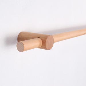 日式简易实木杆木质窗帘杆北欧罗马杆单杆支架托轨道固定座打孔