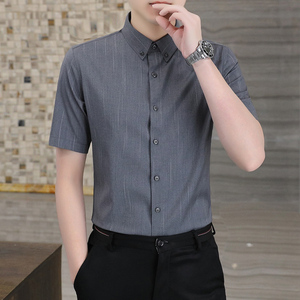 利郎᷂2024夏季新款条纹短袖衬衫男士商务休闲半袖衬衣潮流