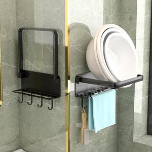 免打孔浴室卫生间脸盆收纳架厨房可折叠放盆子洗手间壁挂置物架子