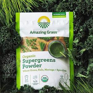 美国Amazing Grass AG冻干羽衣甘蓝小麦草螺旋藻辣木超级绿粉Kale