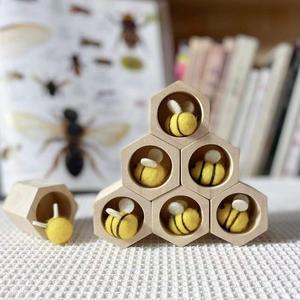 玩具蒙氏儿童早教游戏益智蜂箱教具澳洲蜂巢开放蜜蜂幼儿木制材料