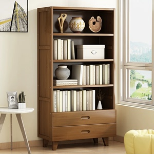 IKEA宜家楠竹书架客厅收纳柜轻奢多层置物架落地家用儿童实木书柜