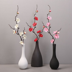 陶瓷花瓶简约黑陶客厅家居装饰品摆件日式复古黑色轻奢干花插花器