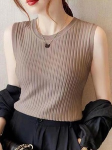 日本进口无印良品MUJI吊带背心女2022春夏新款修身无袖针织打底衫