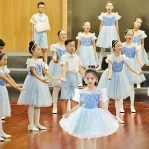 六一儿童合唱演出服中小学生音乐会表演服装男女童诗朗诵礼服纱裙