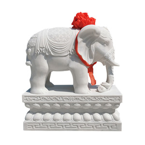 石雕大象一对汉白玉招财小象吉祥如意晚霞红青石大象雕刻门口摆件
