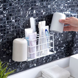浴室壁挂式牙刷架置物架子免打孔漱口刷牙杯卫生间墙上牙缸牙具架