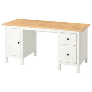 宜家汉尼斯实木书桌 155x65 厘米带储物办公电脑桌工作台学习桌