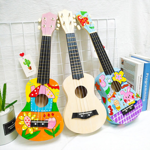 现货尤克里里DIY绘画儿童小吉他材料包涂鸦玩具乌克丽丽23寸21寸
