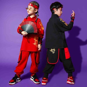 儿童街舞套装男童嘻哈装汉服中国风演出服唐装童装元旦表演男