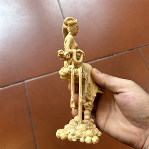 崖柏黄杨木雕嫦娥奔月摆件实木雕刻神仙人物居家办公室装饰工艺品