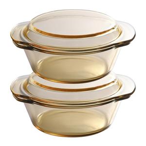 家用耐热玻璃碗微波炉加热专用器皿泡面碗带盖双耳汤碗大号沙拉碗